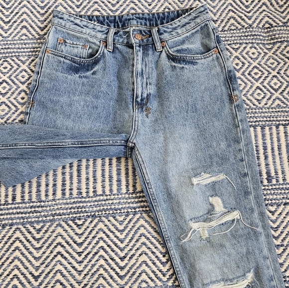 Ksubi Nine O Trashed Lifetime Raw Hem  Slim Fit Jeans Blue Denim size 26 - Picture 9 of 16
